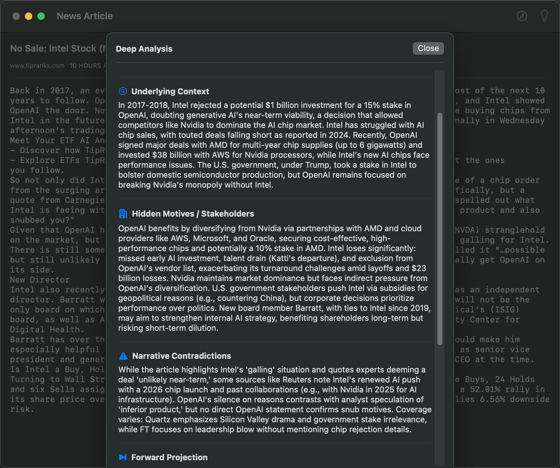 Avyra AI Stock Analysis Interface